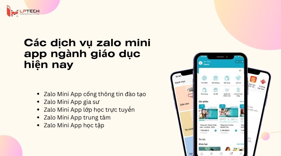 Các dịch vụ zalo mini app ngành giáo dục hiện nay